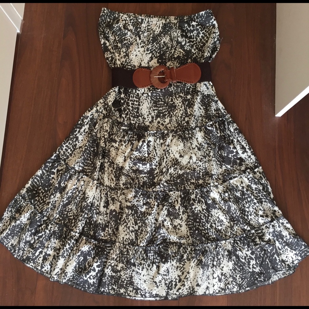 Cabi long skirt or dress with leather belt